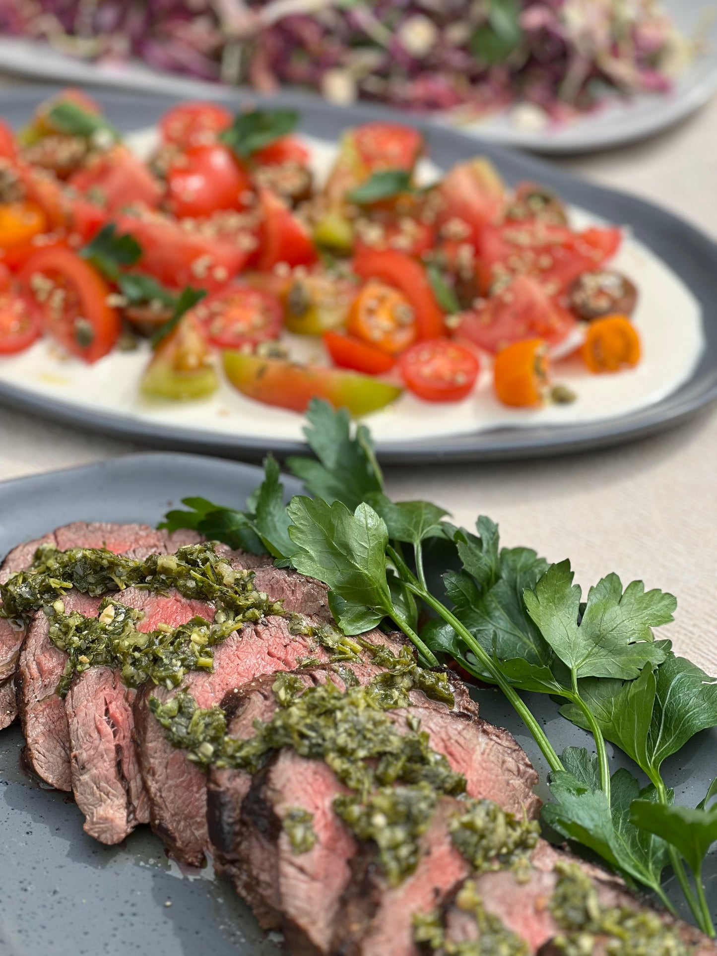 Summer Tomato Salad with Tahini Yoghurt