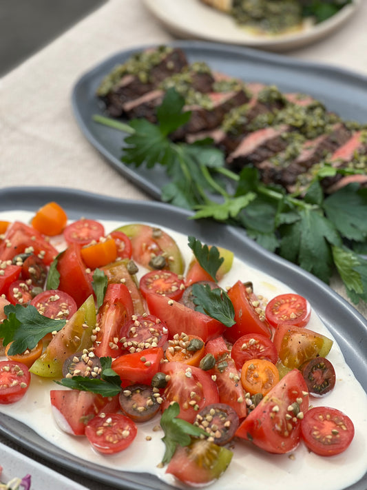 Summer Tomato Salad with Tahini Yoghurt