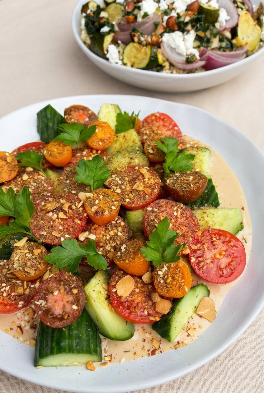 Tomato, Cucumber & Tahini Christmas Salad
